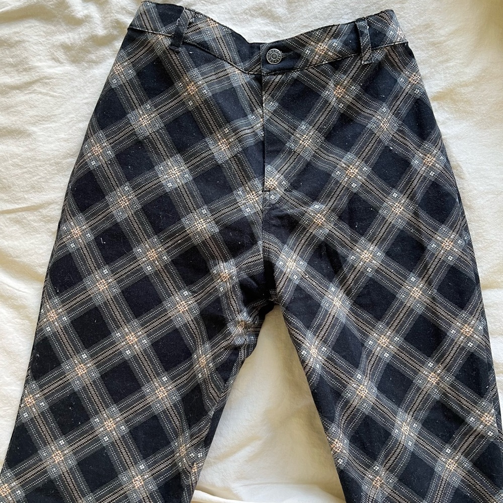 Motel Rocks Black Flare Plaid Pant